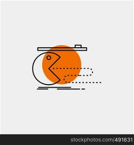 Character, computer, game, gaming, pacman Line Icon. Vector EPS10 Abstract Template background