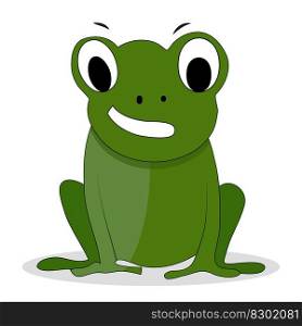 Character green frog cartoon. Cartoon animal, frog prince and cartoon character. Vector illustration. Character green frog cartoon