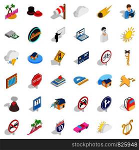 Character icons set. Isometric style of 36 character vector icons for web isolated on white background. Character icons set, isometric style