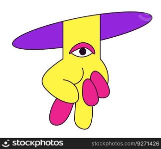 Character in shape of hand, isolated arm with eye. Part of fictional abstract personage. Children drawing or imagination artwork, art of caricature with arm and fingers gesture. Vector in flat style. Doodle personage shape of hand, abstract character