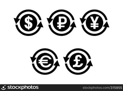character set of the exchange with the image of currency symbols