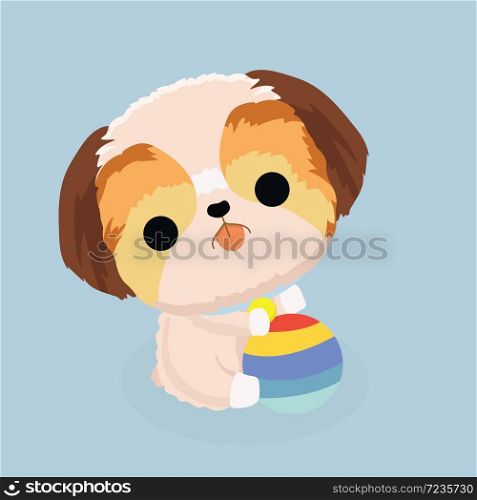character shih tzu dog on pastel background.