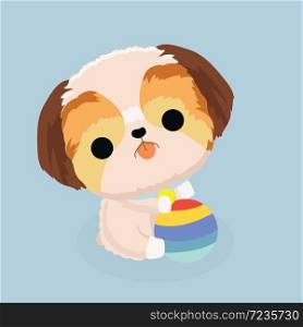 character shih tzu dog on pastel background.