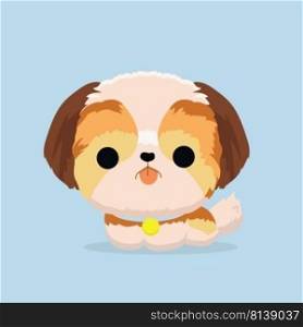 character shih tzu dog on pastel background. 