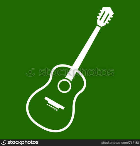 Charango icon white isolated on green background. Vector illustration. Charango icon green