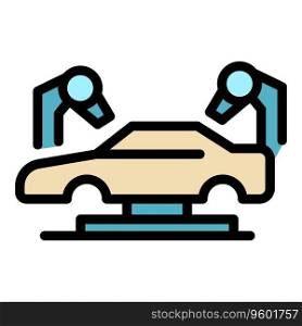 Charge car printer icon outline vector. Print vehicle. Future motor color flat. Charge car printer icon vector flat