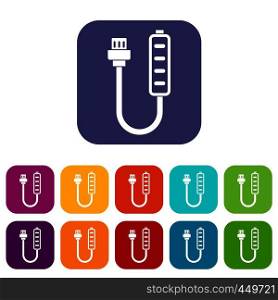 Charger icons set vector illustration in flat style In colors red, blue, green and other. Charger icons set flat