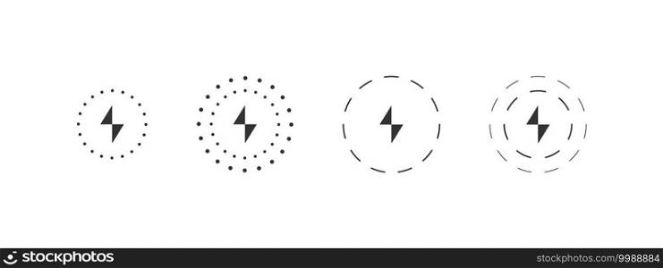 Charger icons. Wireless Chargers icons. Lightning charging simple icons. Vector illustration