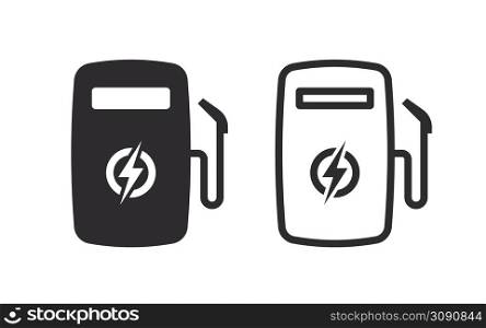 Charger station icons. Fueling station for electric cars. Vector illustration