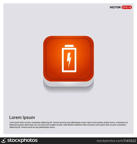 Charging battery icon . Battery icon Orange Abstract Web Button - Free vector icon