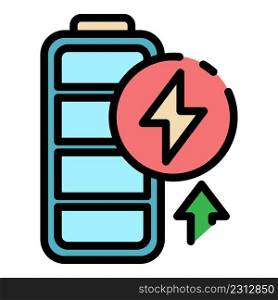 Charging battery icon. Outline charging battery vector icon color flat isolated. Charging battery icon color outline vector