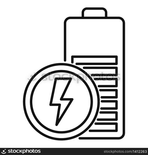 Charging battery icon. Outline charging battery vector icon for web design isolated on white background. Charging battery icon, outline style