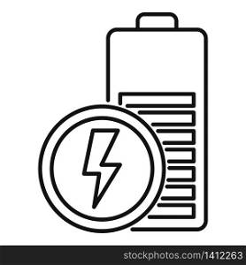 Charging battery icon. Outline charging battery vector icon for web design isolated on white background. Charging battery icon, outline style