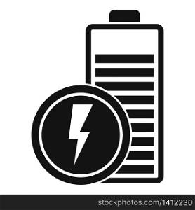 Charging battery icon. Simple illustration of charging battery vector icon for web design isolated on white background. Charging battery icon, simple style