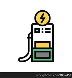 charging electric car station color icon vector. charging electric car station sign. isolated symbol illustration. charging electric car station color icon vector illustration