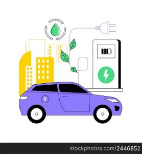Charging station abstract concept vector illustration. Electric vehicle, recharging point, plug-in hybrids, alternative fuel, electrical outlet, battery capacity, power abstract metaphor.. Charging station abstract concept vector illustration.