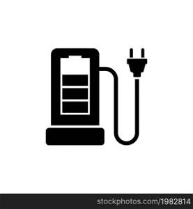 Charging Station for Electric Car. Flat Vector Icon. Simple black symbol on white background. Charging Station for Electric Car Flat Vector Icon