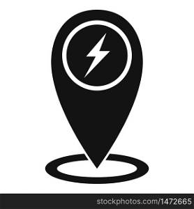 Charging station location icon. Simple illustration of charging station location vector icon for web design isolated on white background. Charging station location icon, simple style