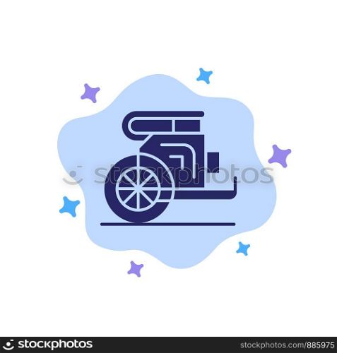 Chariot, Horses, Old, Prince, Greece Blue Icon on Abstract Cloud Background