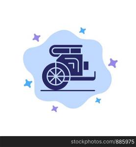 Chariot, Horses, Old, Prince, Greece Blue Icon on Abstract Cloud Background