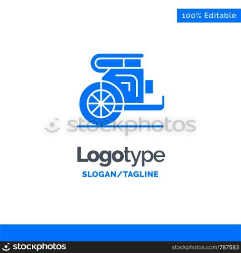 Chariot, Horses, Old, Prince, Greece Blue Solid Logo Template. Place for Tagline