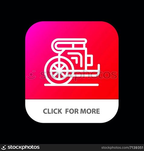 Chariot, Horses, Old, Prince, Greece Mobile App Button. Android and IOS Line Version