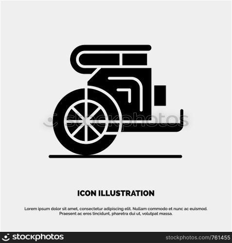 Chariot, Horses, Old, Prince, Greece solid Glyph Icon vector