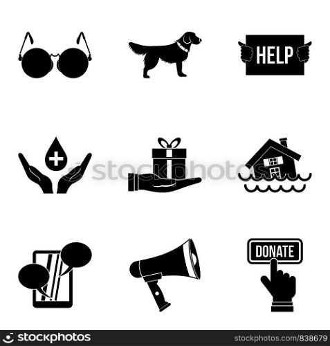 Charitable foundation icons set. Simple set of 9 charitable foundation vector icons for web isolated on white background. Charitable foundation icons set, simple style