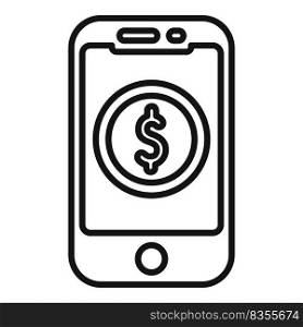 Charitable smartphone icon outline vector. Donate help. Hand giving. Charitable smartphone icon outline vector. Donate help