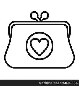 Charitable wallet icon outline vector. Charity help. Gift help. Charitable wallet icon outline vector. Charity help