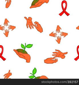 Charity and donation pattern. Cartoon illustration of charity and donation vector pattern for web. Charity and donation pattern, cartoon style