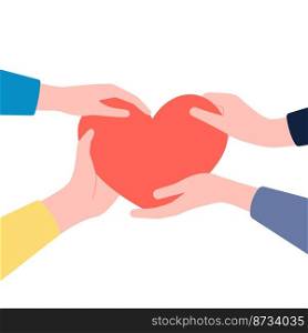 Charity concept. Being loved, people cooperative for support and help. Sharing heart and donate love and money. Doctors volunteering, empathy recent vector banner of charity cooperation illustration. Charity concept. Being loved, people cooperative for support and help. Sharing heart and donate love and money. Doctors volunteering, empathy recent vector banner