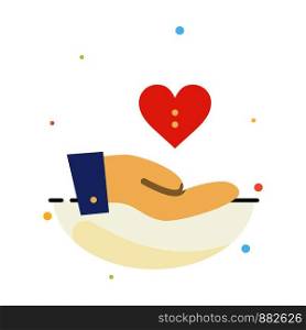 Charity, Donation, Giving, Hand, Love Abstract Flat Color Icon Template