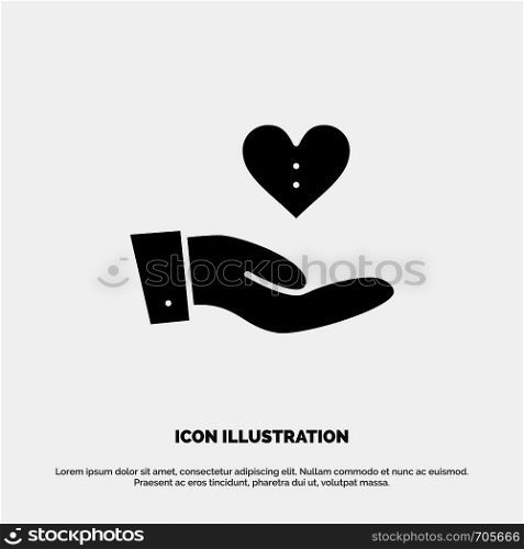 Charity, Donation, Giving, Hand, Love solid Glyph Icon vector