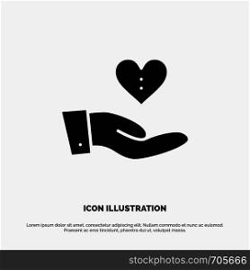 Charity, Donation, Giving, Hand, Love solid Glyph Icon vector