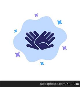Charity, Hands, Help, Helping, Relations Blue Icon on Abstract Cloud Background