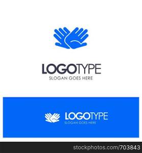 Charity, Hands, Help, Helping, Relations Blue Solid Logo with place for tagline
