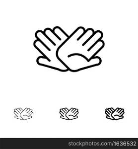 Charity, Hands, Help, Helping, Relations Bold and thin black line icon set