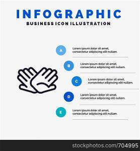 Charity, Hands, Help, Helping, Relations Line icon with 5 steps presentation infographics Background