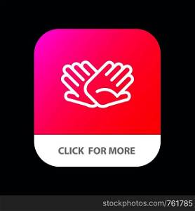 Charity, Hands, Help, Helping, Relations Mobile App Button. Android and IOS Line Version