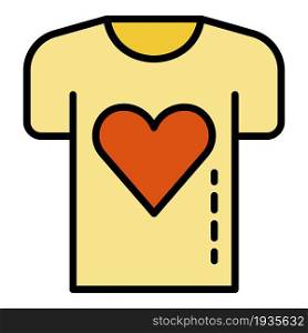 Charity heart tshirt icon. Outline charity heart tshirt vector icon color flat isolated. Charity heart tshirt icon color outline vector
