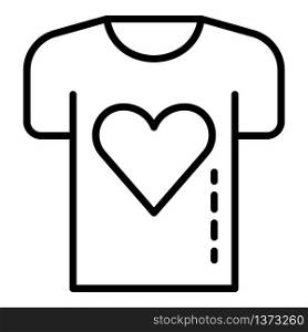 Charity heart tshirt icon. Outline charity heart tshirt vector icon for web design isolated on white background. Charity heart tshirt icon, outline style