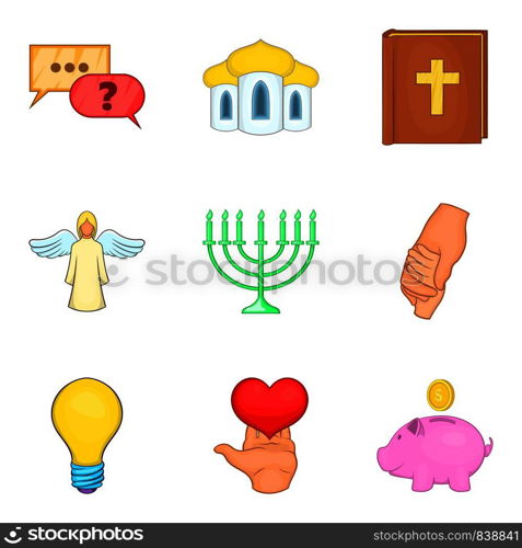 Charity icons set. Cartoon set of 9 charity vector icons for web isolated on white background. Charity icons set, cartoon style