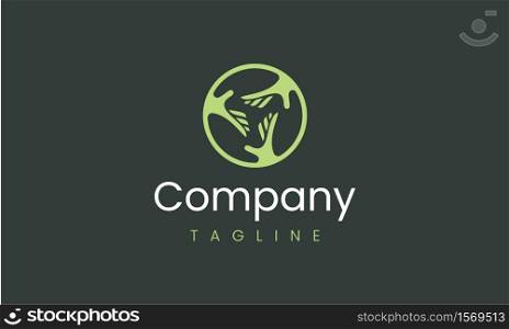 Charity logo design template. Vector shape of a hand in circle.