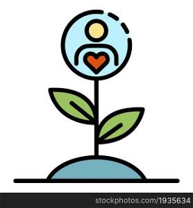 Charity love plant icon. Outline charity love plant vector icon color flat isolated. Charity love plant icon color outline vector