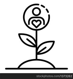 Charity love plant icon. Outline charity love plant vector icon for web design isolated on white background. Charity love plant icon, outline style
