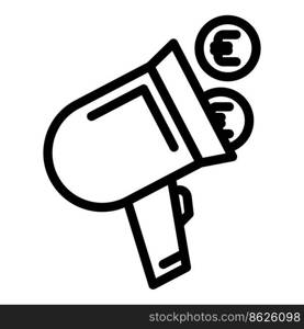 Charity megaphone icon outline vector. Social financial. Money help. Charity megaphone icon outline vector. Social financial