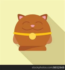 Charm lucky cat icon flat vector. Neko japan. Chinese animal. Charm lucky cat icon flat vector. Neko japan