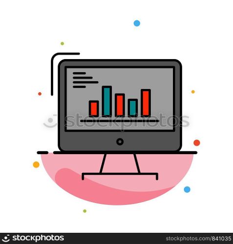 Chart, Analytics, Business, Computer, Diagram, Marketing, Trends Abstract Flat Color Icon Template