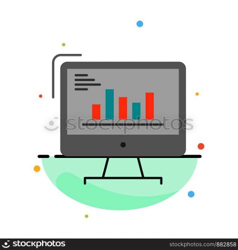 Chart, Analytics, Business, Computer, Diagram, Marketing, Trends Abstract Flat Color Icon Template